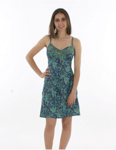 Short summer dress with pattern and smoc