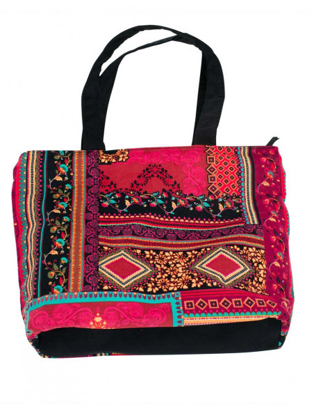 Sac cabas en velours ras coloré ethnique