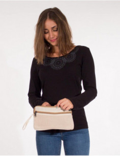 Pochette en coton double zip 25cm x 14cm