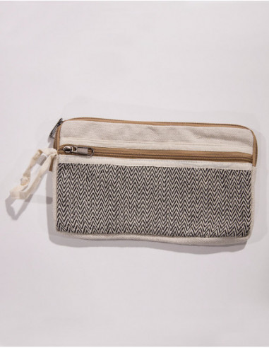 Pochette en coton double zip 25cm x 14cm