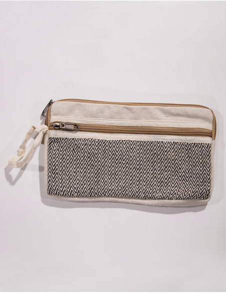 Double zip cotton pouch 25cm x 14cm