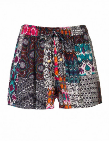 Short de plage femme imprimé noir original