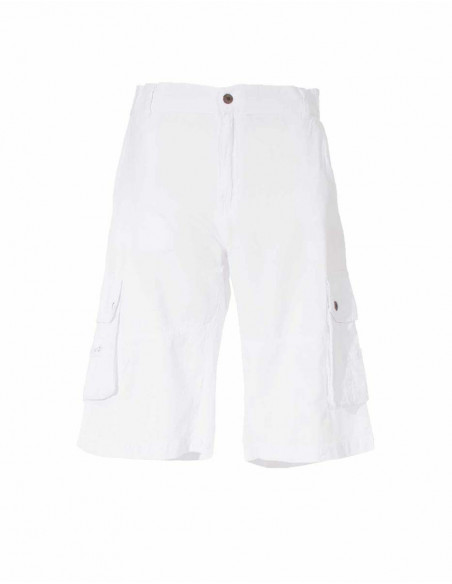 Short bermuda en coton basique avec poches cotés blanc