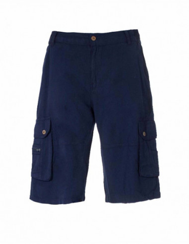 Short bermuda en coton basique avec poches cotés bleu marine