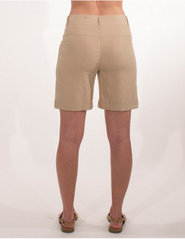 bermuda élégant en lin et viscose beige