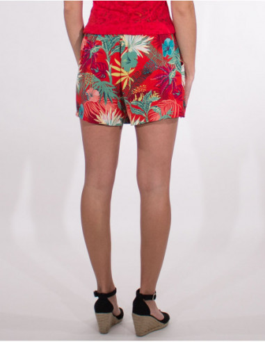 Short exotique de plage tropical rouge coloré