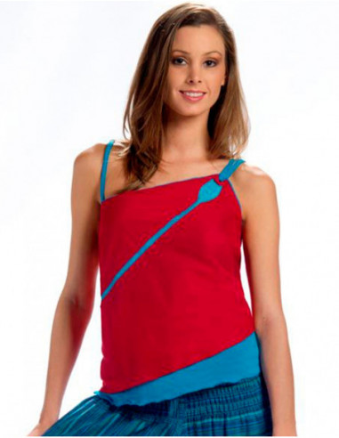 Original baba cool tank top with two-tone plain fabrics in red