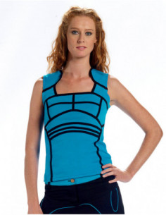 Blue cotton tank top with original black stripes
