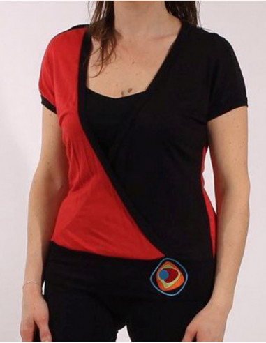Knitted rayon tee shirt with short sleev