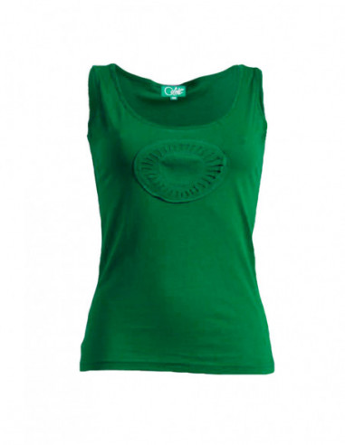 Plain cotton tank top with round yoke on the chest plain original