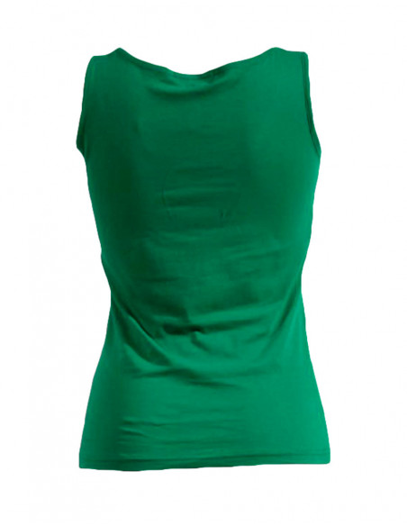 Plain cotton tank top back with round yoke on plain chest