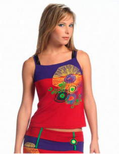 Two-tone tank top with colorful baba cool ethnic pattern