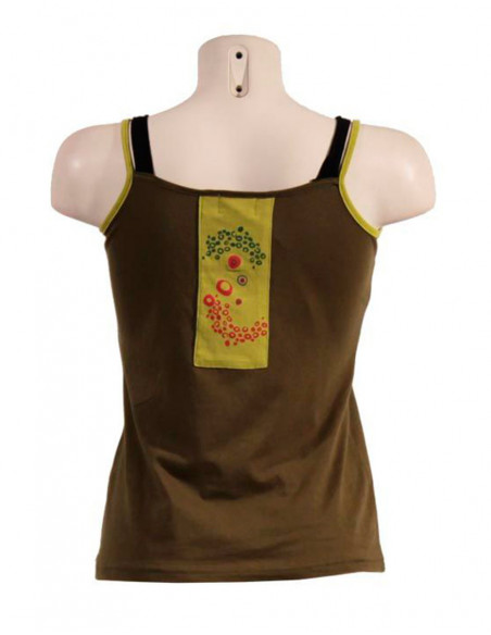 Original baba cool tank top with thin straps two-tone khaki green and anise