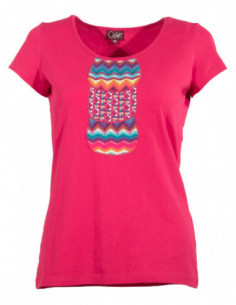 Tee-shirt éthnique manche courte fuchsia 2