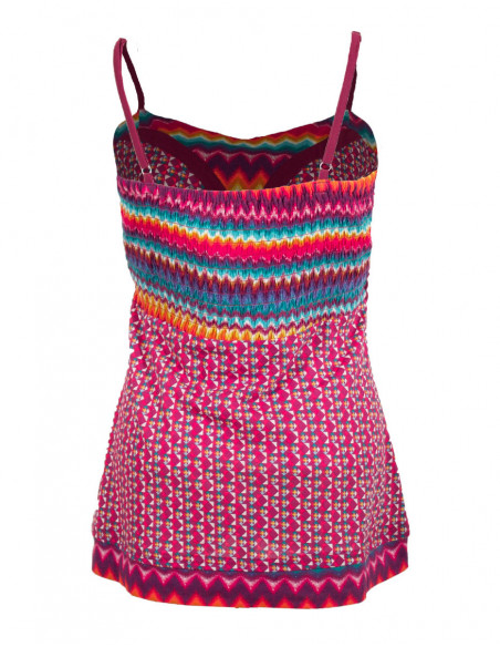 Multicolored tank top for summer with pink hippie pattern
