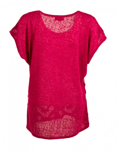 Tee-shirt original ajouré manches courtes framboise dos
