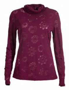 Tee-shirt romantique dévoré manches longues col roulé 2