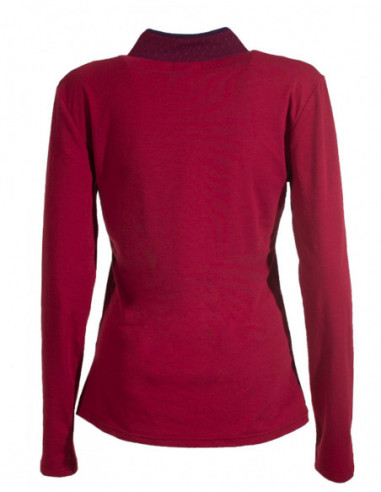 Dos de tee-shirt à manches longues col plastron original coloré rouge bordeaux