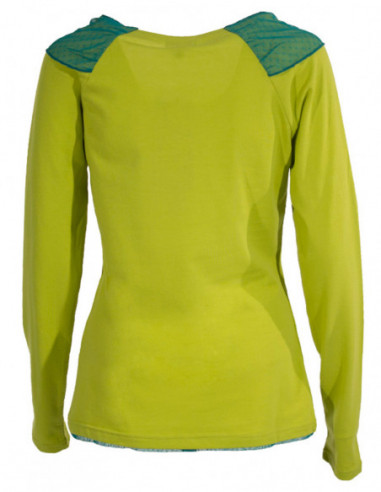 Tee-shirt original manches longues encolure ronde anis dos vert anis