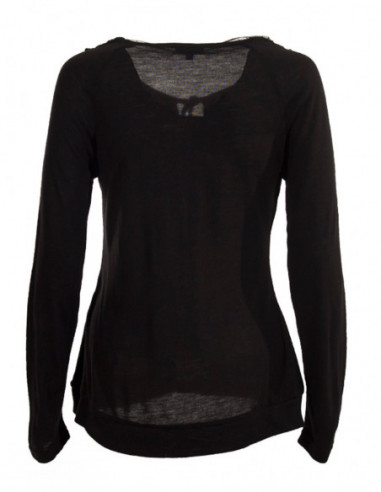 Dos de tee-shirt col rond avec lien manches longues noir