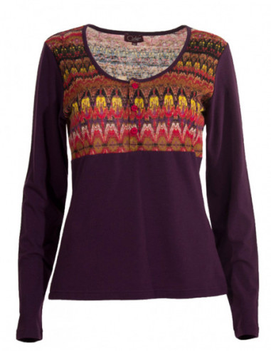 Tee-shirt ethnique col rond manches longues