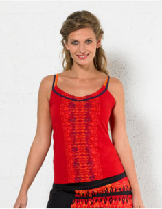 Colorful ethnic print tank top with double straps