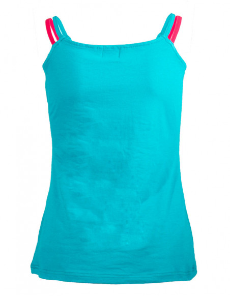 Dos uni basique bleu turquoise de débardeur doubles bretelles avec imprimé hippie