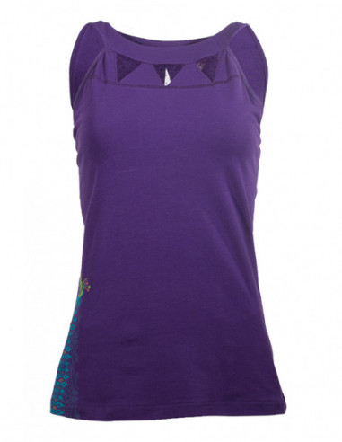 Basic purple sleeveless tank top with openwork triangle chest