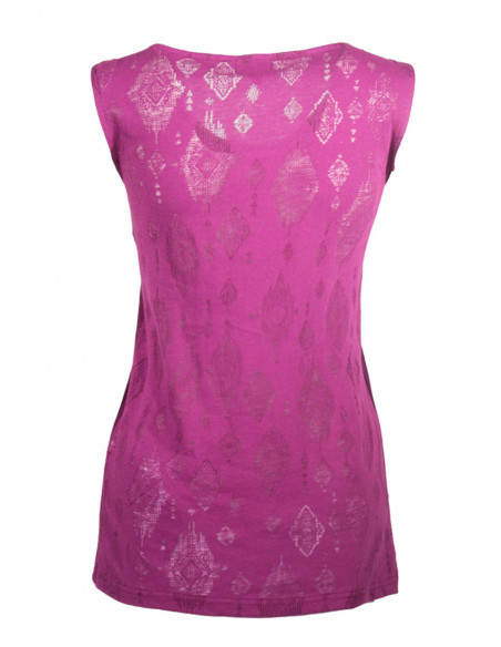 Dos ajouré forme géométrique originale de débardeur uni mauve pour femme