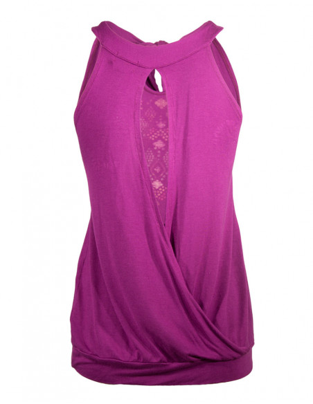 Original tank top tied at the neck open in the back plain purple