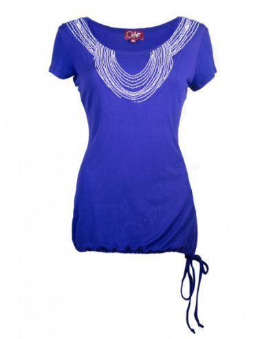 Tee-shirt ethnique manche courte lacet sur le coté