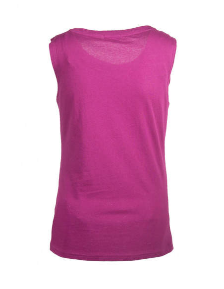 Women's purple cotton sleeveless tank top with baba cool rosette design