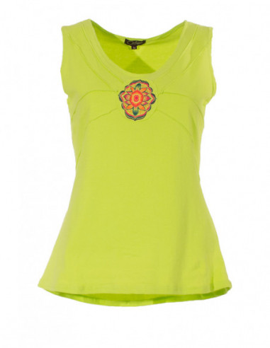 Plain cotton tank top with crossed stitching on the chest