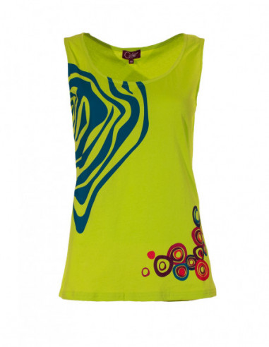 Original anise green tank top with baba cool pattern for summer