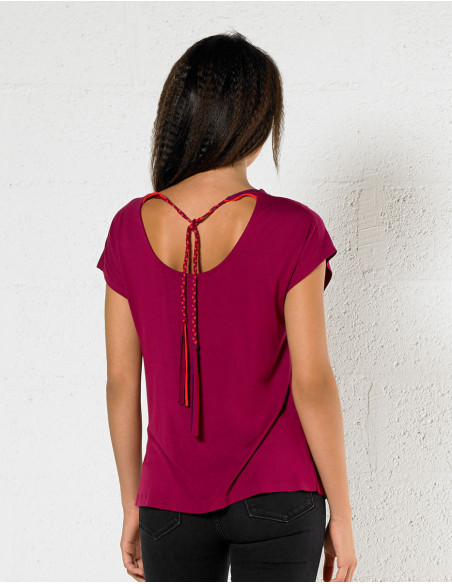 Tee shirt original uni manches courtes framboise