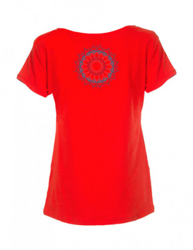 T-shirt manches courtes patchwork  motifs mandalas corail dos