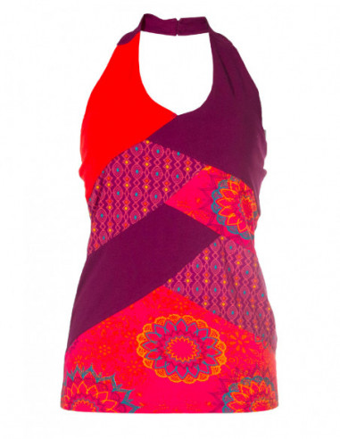 Original patchwork tank top with mauve back