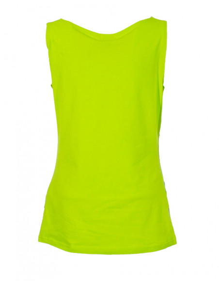 Basic plain back tank top in anise green with patchwork baba cool pattern for summer