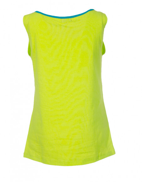 Dos de débardeur original uni vert anis avec broderies sur le col