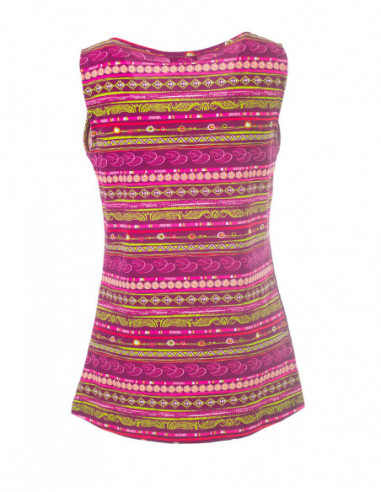 Dos original rayures ethnique mauve de débardeur estival pour femme