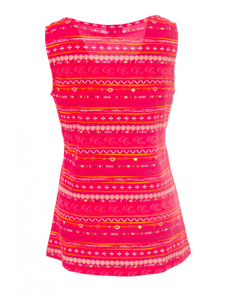 Original back striped ethnic red tank top for women