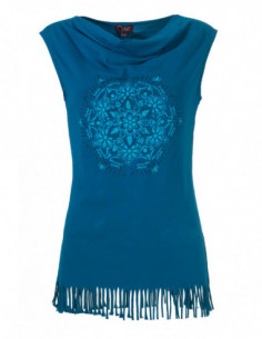 Ethnic tank top with bangs mandala pattern tone on tone 2