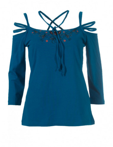 3/4 sleeve ethnic printed t-shirt
