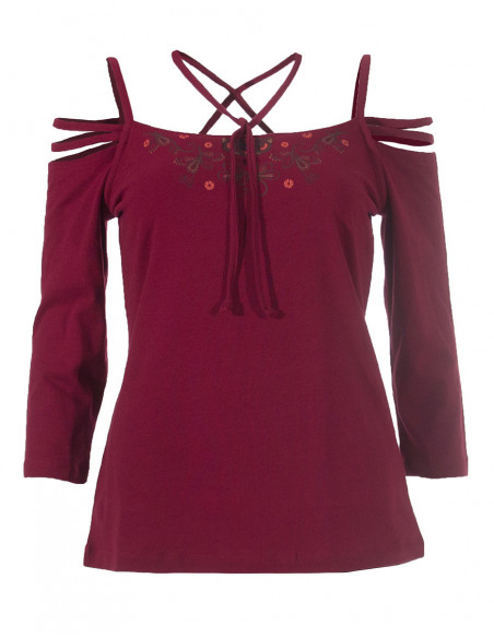 3/4 sleeve ethnic printed t-shirt