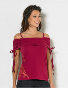 Floral print strapless tank...