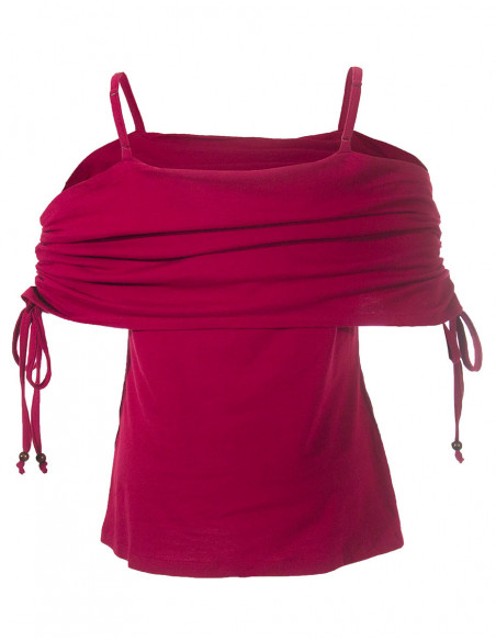 Tee shirt imprimé fraboise épaules nues et original