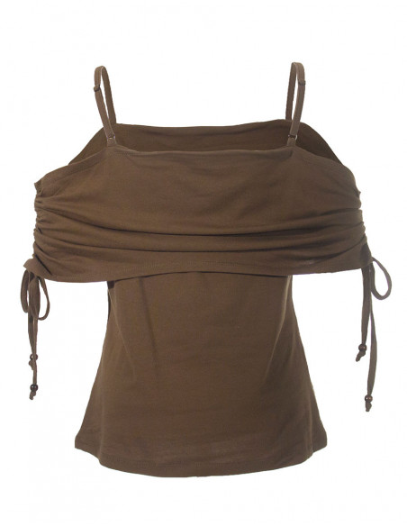 tee shirt bandeau épaule kaki original