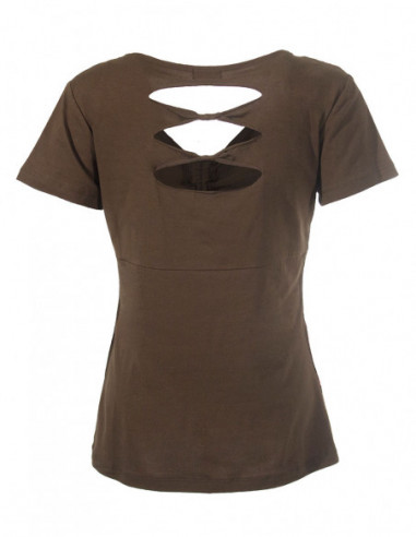 Tee-shirt femme à manches courtes dos déchiré noir