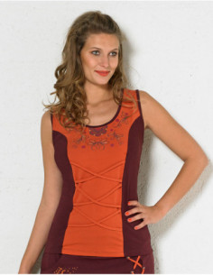 Very original tank top for women with lace and elven motif in orange