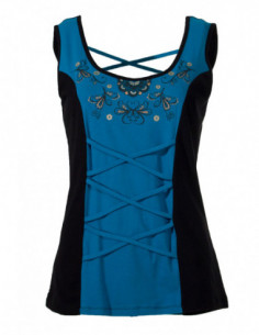 Very original tank top for women with lace and elven motif in orange 2